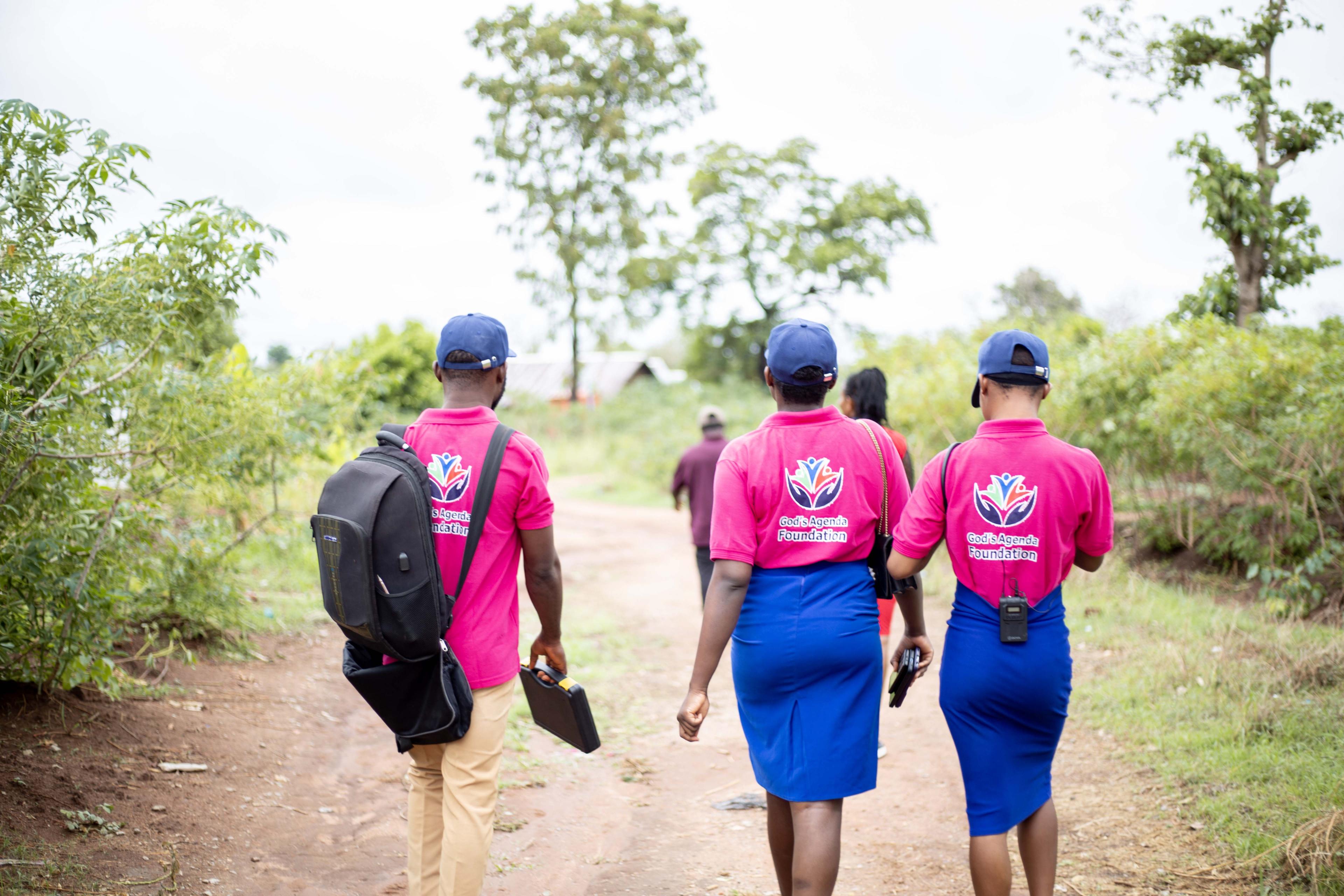 Volunteers working in community